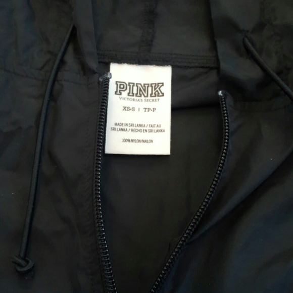 PINK victoria's secret windbreaker‎ pullover black lightweight quarter zip XS - Picture 4 of 6